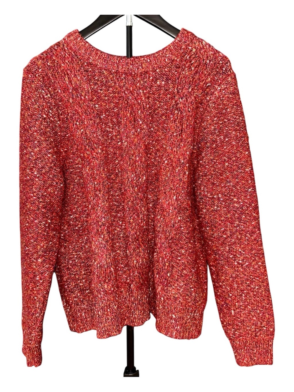 a new day Red Burnt Orange Marled Crewneck Sweater Size M